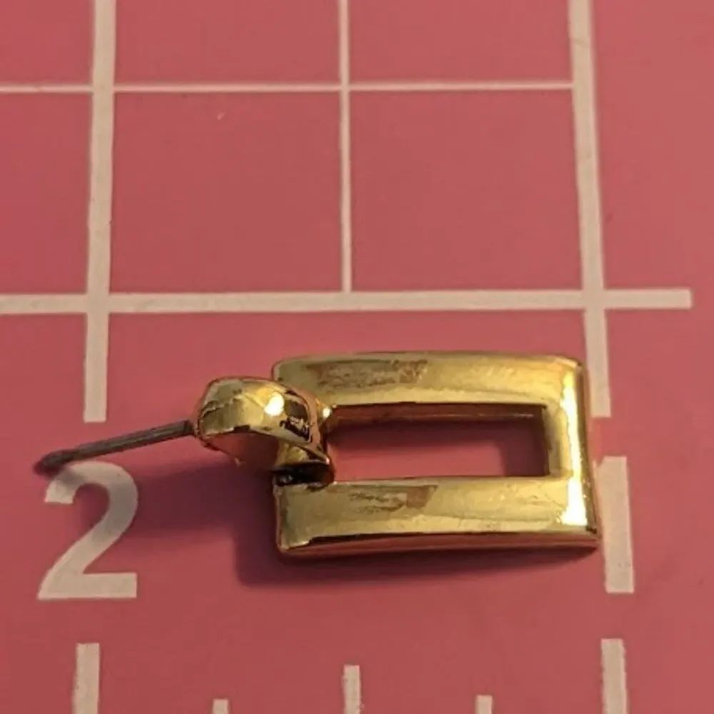 Gold Tone Doorknocker Rectangle Earrings